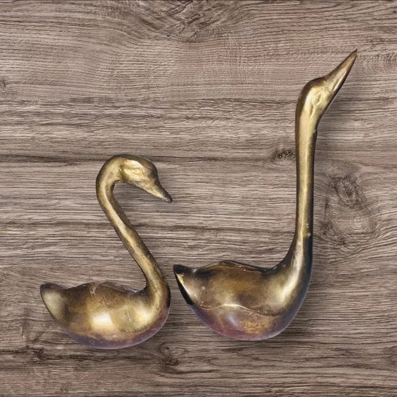 MCM Hammond LA Vintage Brass Swans Statue Figurine - Picture 4 of 7